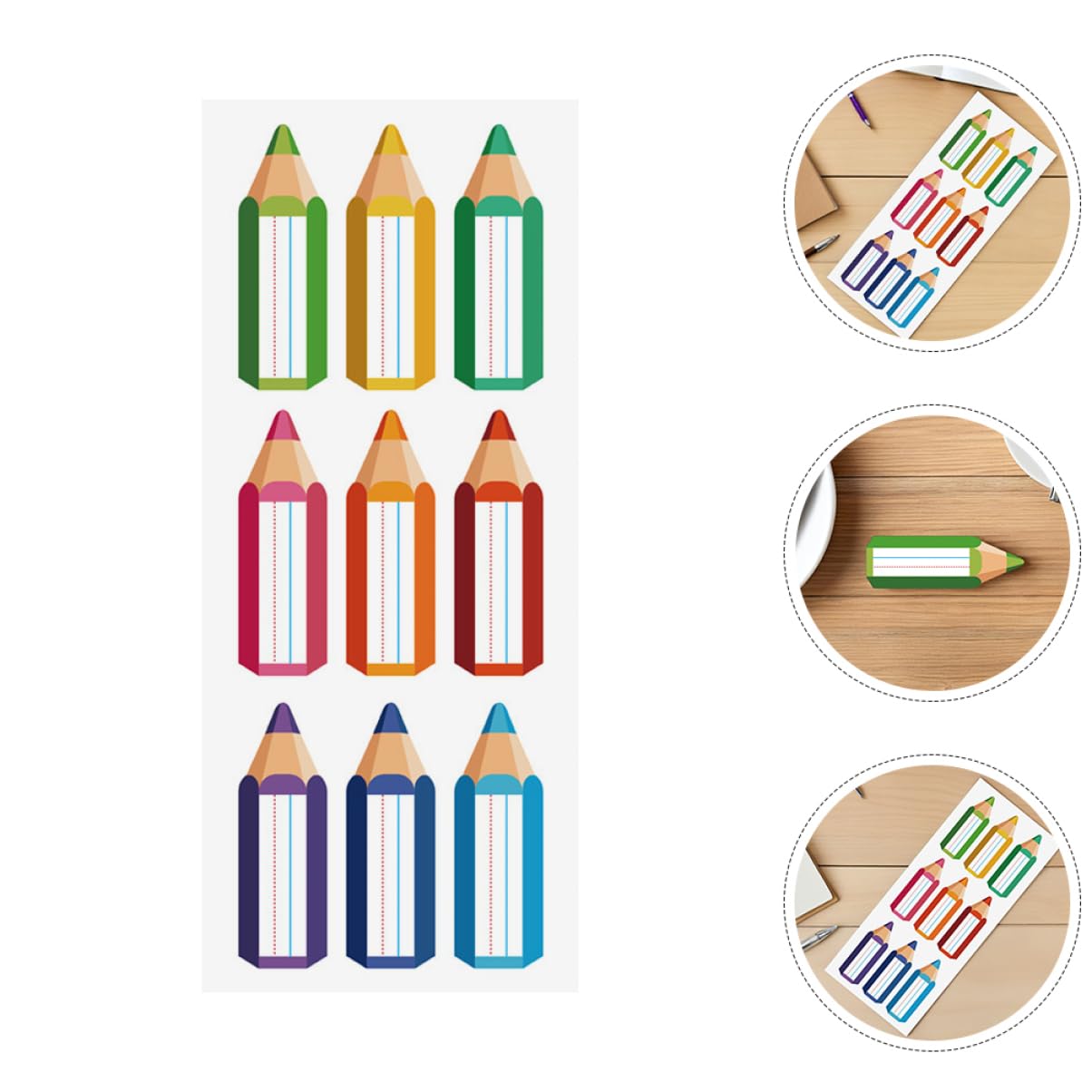 VILLCASE 30fogli Etichette Adesive per Scrivania Aula Colorate per Ragazzo Ragazza Forma di Matita Etichette per Aula Asilo Adesivi per Casa