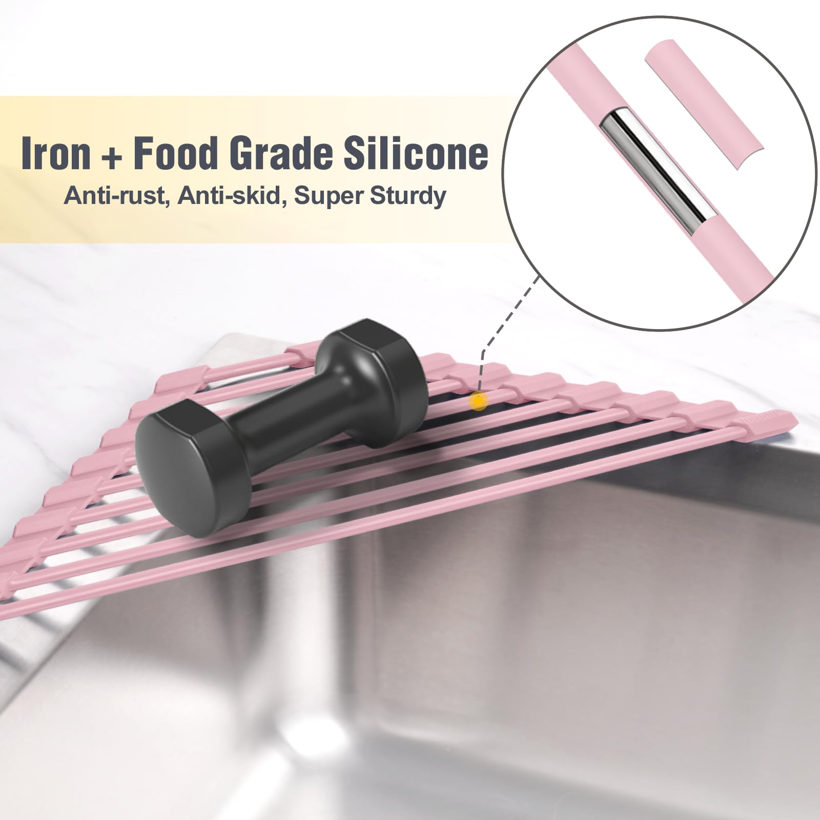 Tomorotec, Compact Silicone Covered Triangle Dish Drainer, For Sink Corner - Image 3