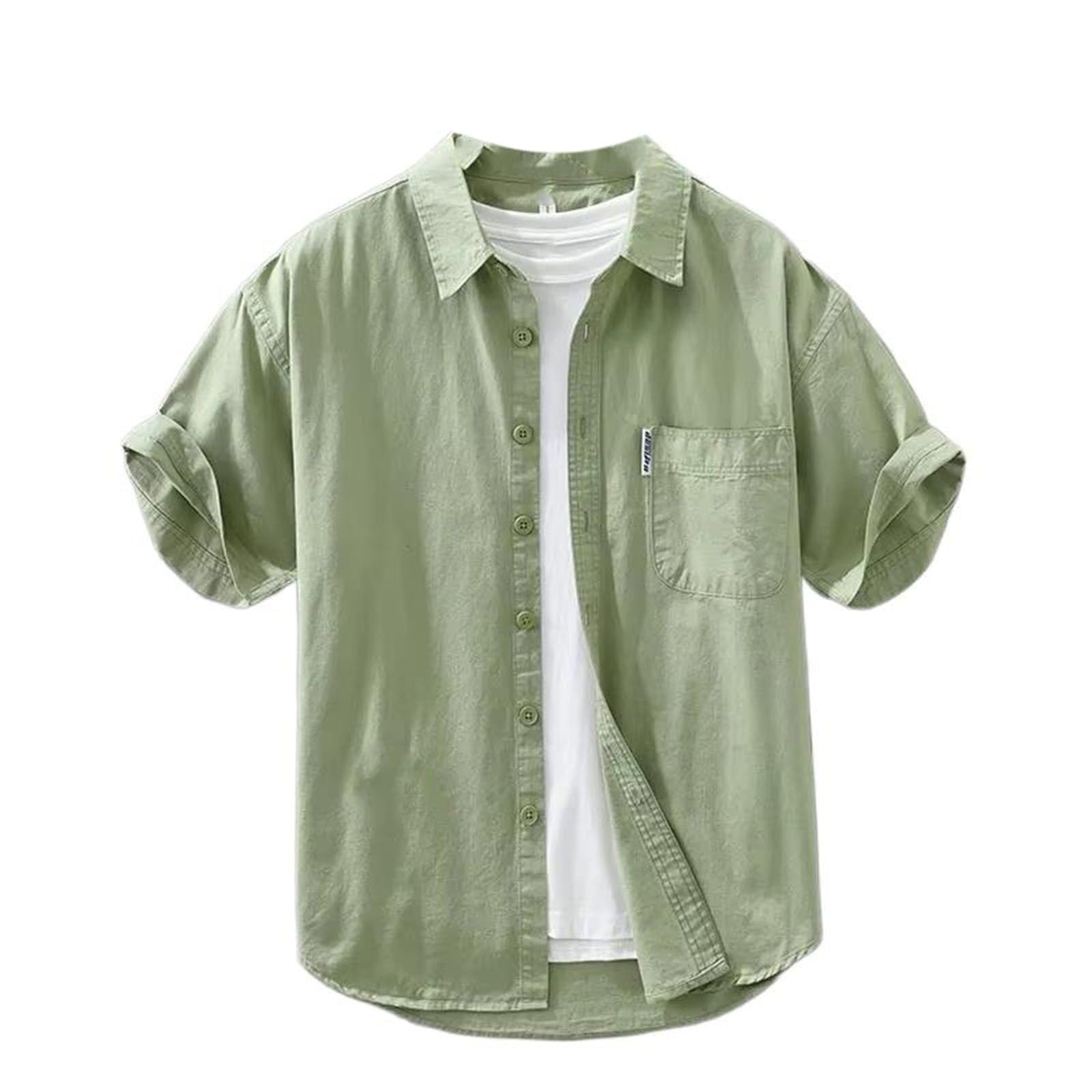 Camicetta Streetwear da Uomo a Taglio Slim, Colletto abbattuto e Maniche Corte, Top Casual di Moda Estiva