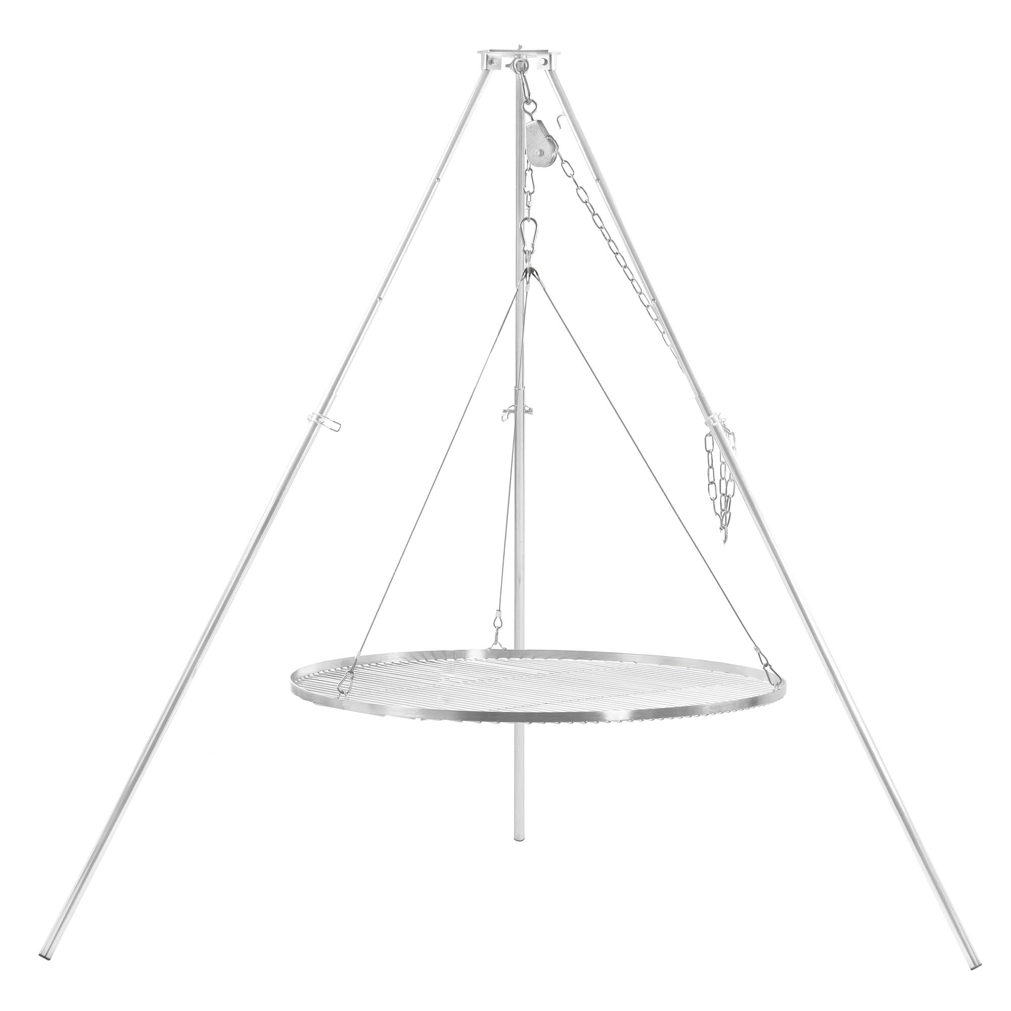 BBQ-Toro Trójnożny grill obrotowy z rusztem do grillowania Ø 90 cm, ocynkowane żelazo, regulacja wysokości 119-184 cm, trójnóg do paleniska, grilla obrotowego bez paleniska, grilla ogrodowego