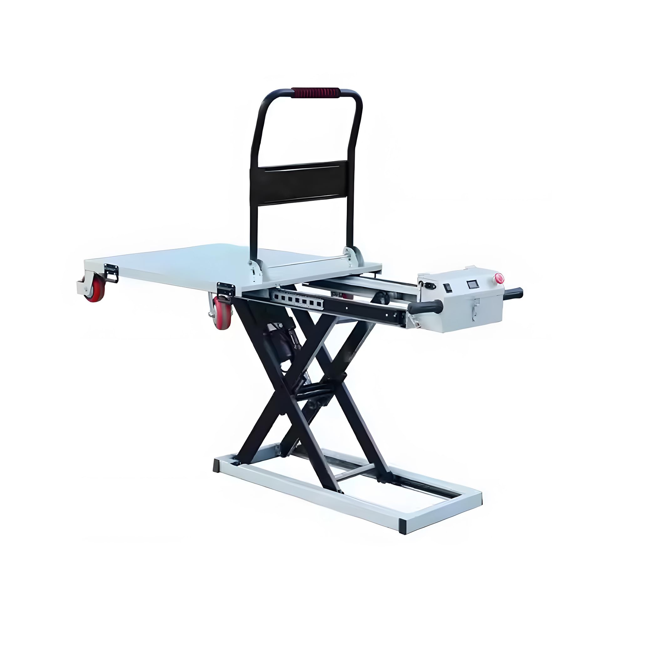 Carrello elettrico idraulico a forbice da 200 kg, altezza massima di sollevamento 80 cm, carrello piatto portatile per magazzino, officina e logistica, design compatto e resistente