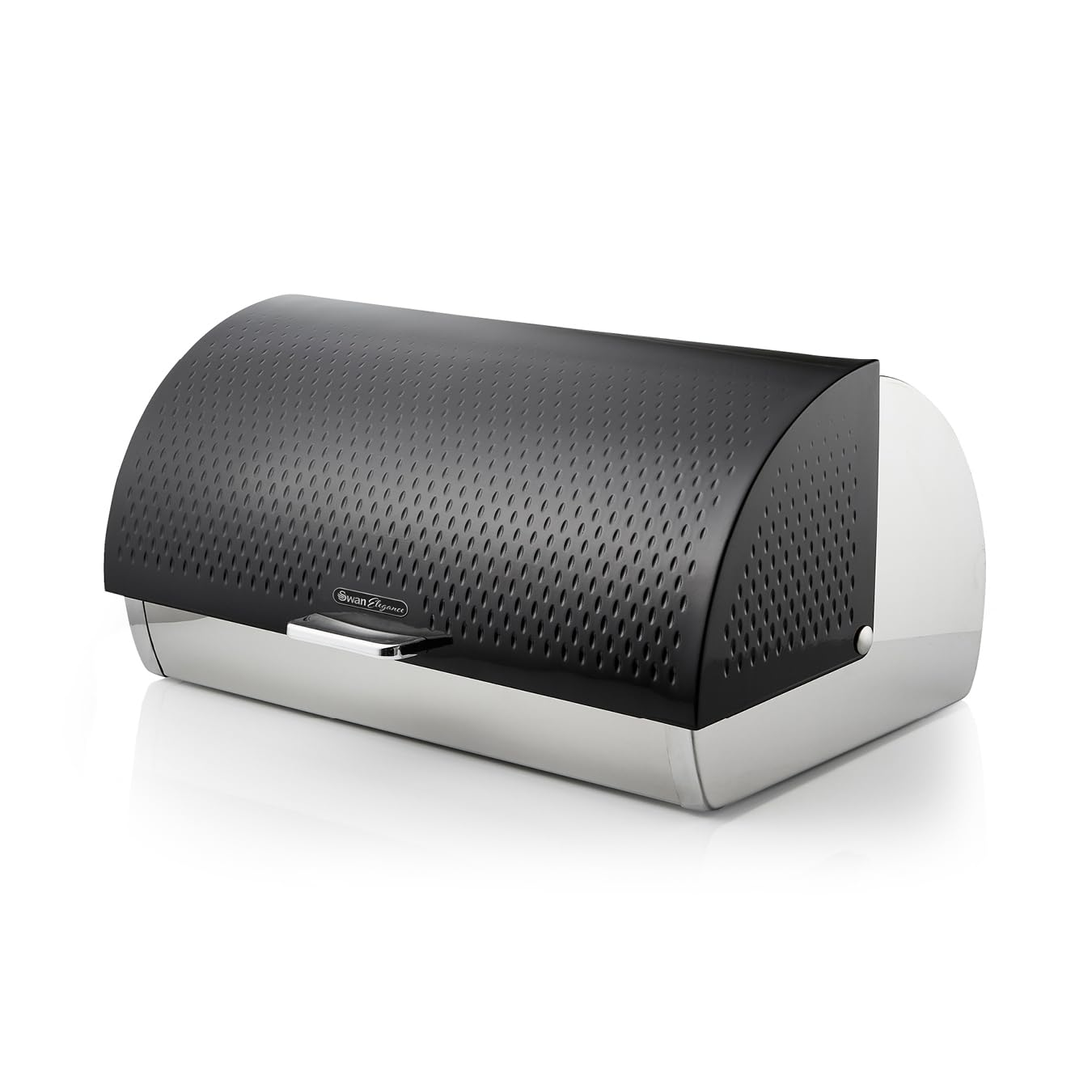 Swan Elegance 14L Roll-Top Breadbin Black Textured Finish With Stainless Steel Accents Swka18532Blk from B&Q