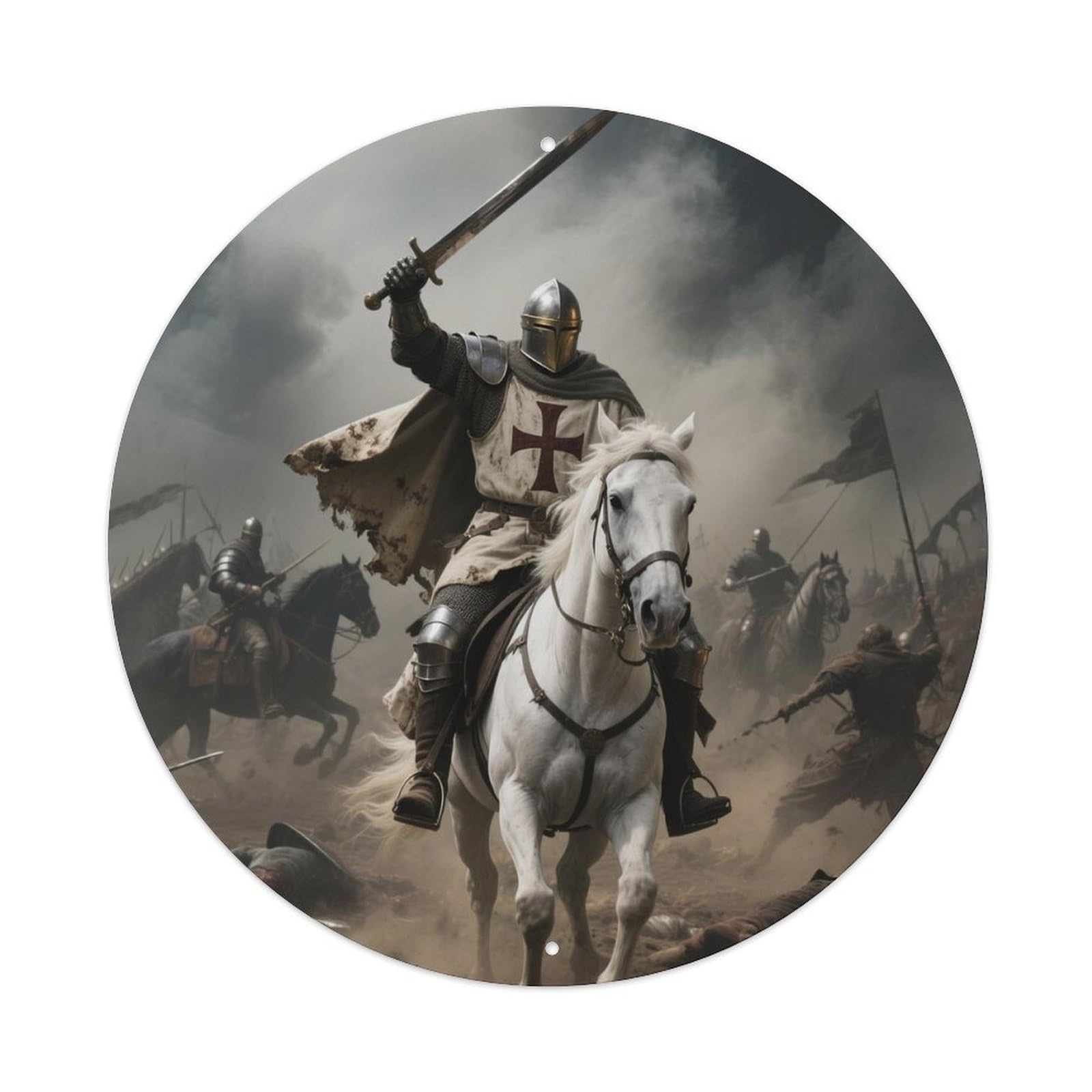 Christian Warrior Templar Knight Holy Sword Metal Tin Sign