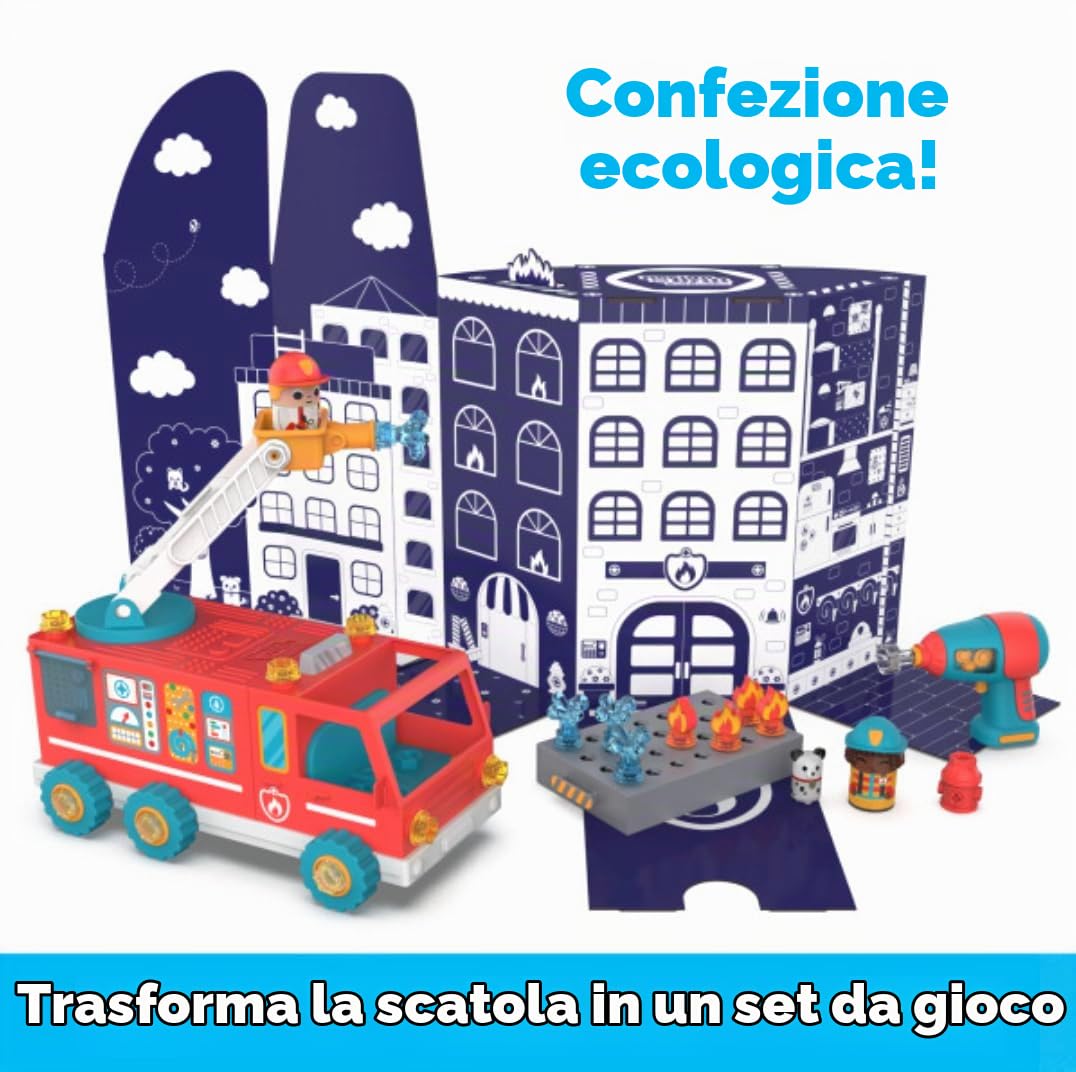 Learning Resources Camion dei Pompieri con Bolt Buddies Design & Drill, Gioco di Costruzione per sviluppare la motricità fine