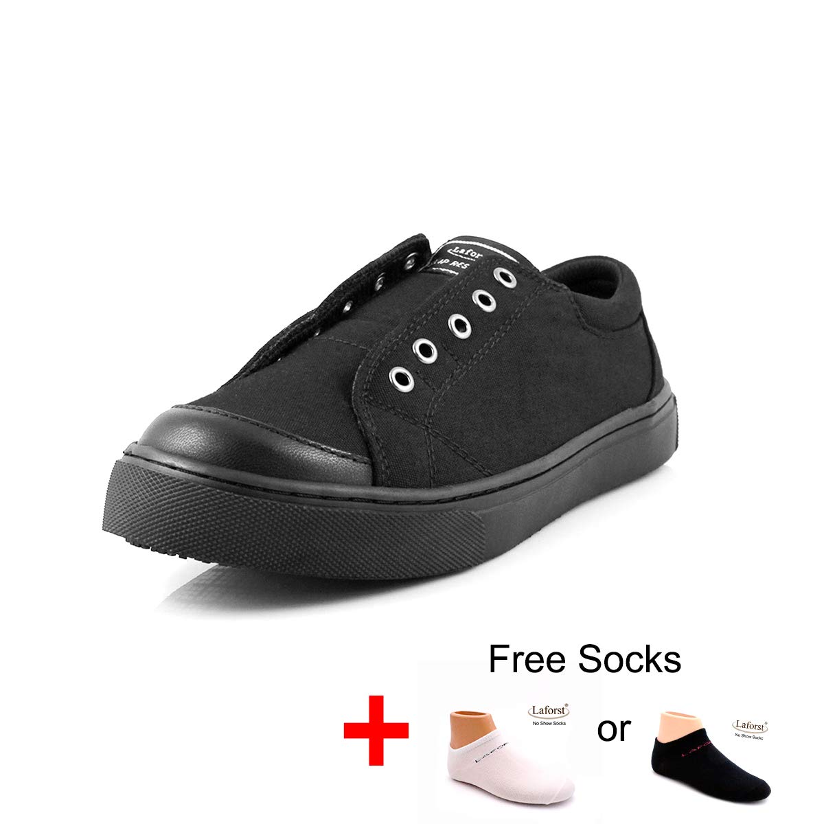 Laforst Courtney 3346 Womens Sunbrella Slip Resistant Waitress Server Slip On Flat (10) Black