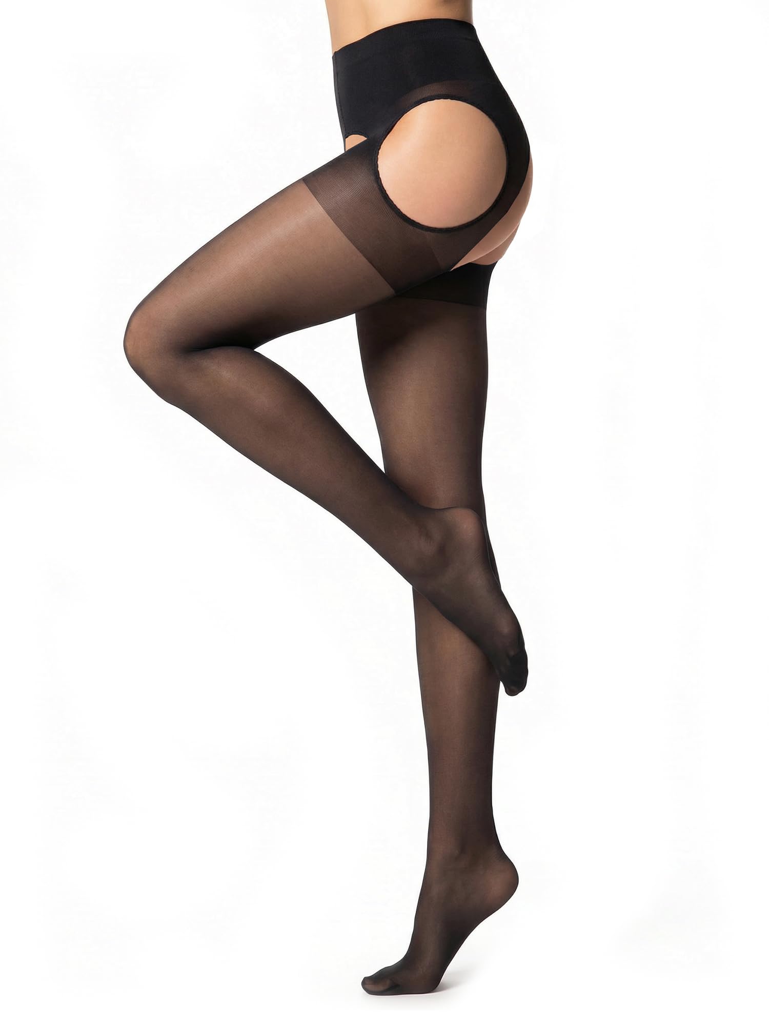 GLAMORY Women's Plaisir Pleasure Open 20, Denier, Black, 4XL Große Größen