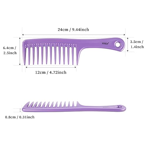 Miniatura 9 de xnicx Juego de 3 peines de dientes anchos, peine desenredante para cabello rizado, húmedo y grueso, peine de ducha, peine para desenredar el
