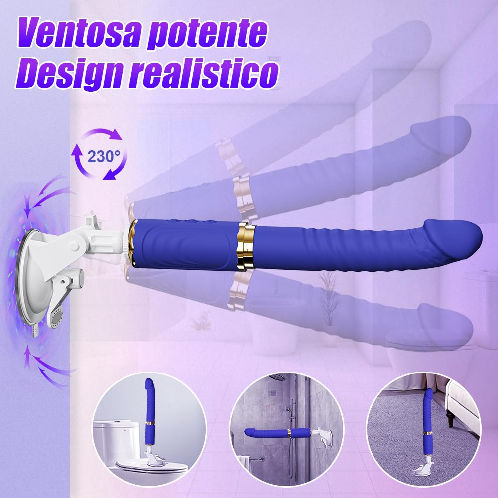 Dildo Vibratoreper Donna Professionale Giocattolo Sessuale a Mani libere Sex Toys 10 Modalità di Spinta e Vibrazione Adatto per la Stimolazione Punto G del Clitoride Anale Ventosa Rimovibile