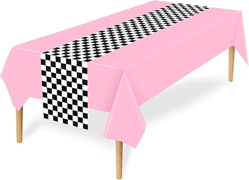 Miniatura 8 de Suministros de fiesta de autos de carreras a cuadros que incluyen mantel desechable de plástico con bandera a cuadros en blanco y negro y mantel de