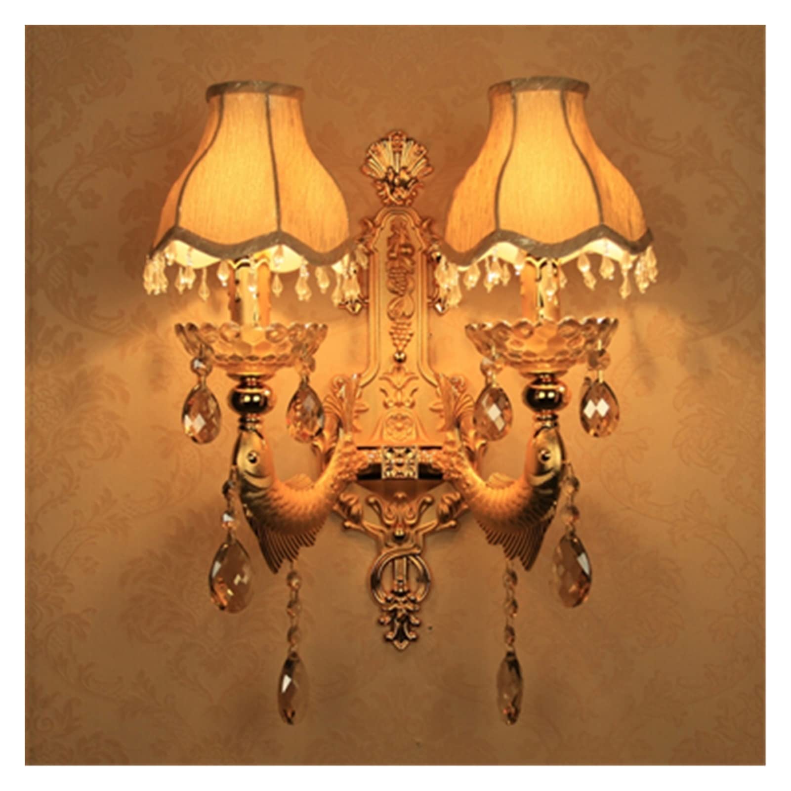 JYBNBBE Wall lamp, Bar Gold Wall Lamp European Crystal Wall Lights Living Room Decorative Lamps Bedroom Bedside Lamp Aisle Sconce Wall Lights,2light