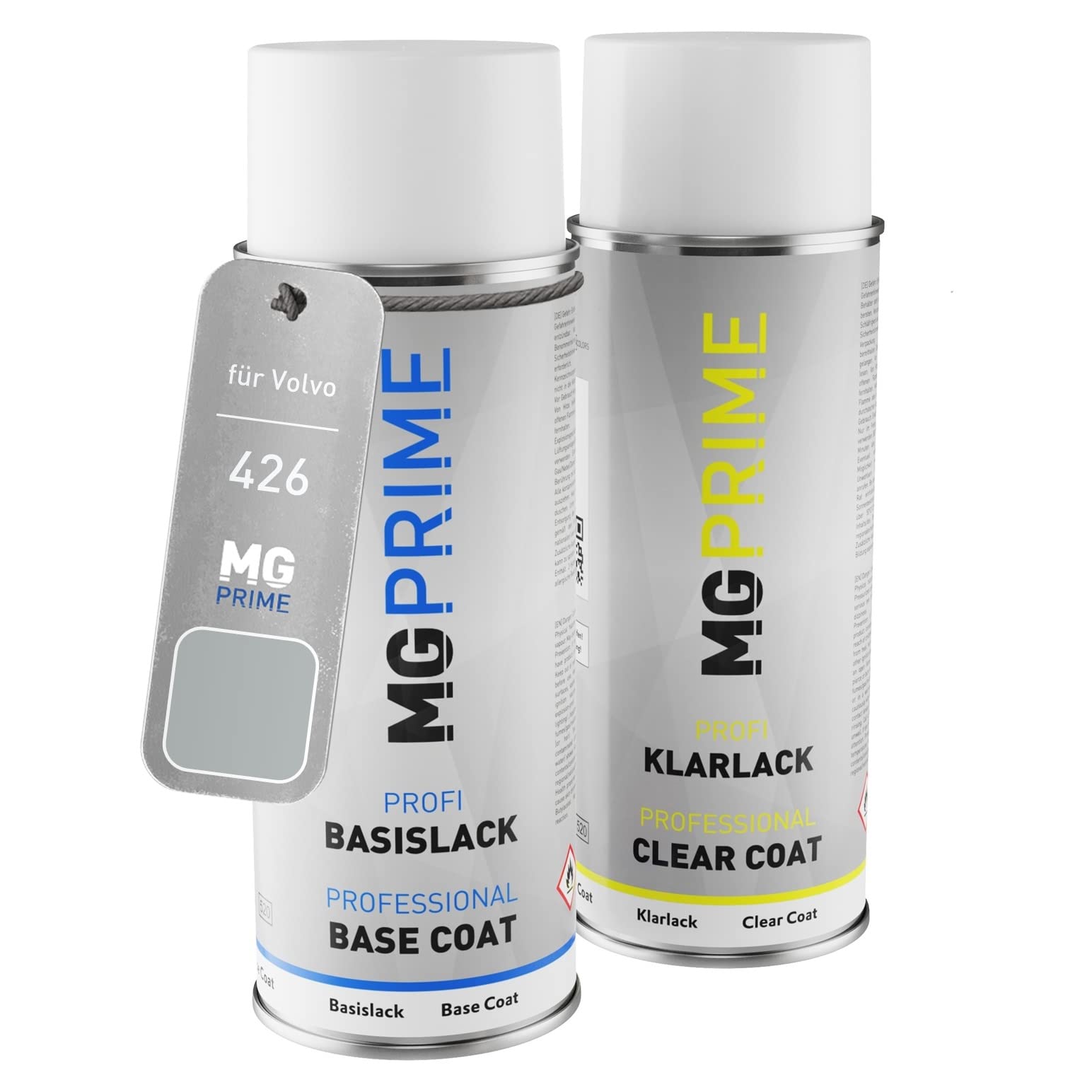 MG PRIME Car paint Spray can set for Volvo 426 Mystic Silver Metallic/Silber Metallic Base coat clear coat spray can 400ml