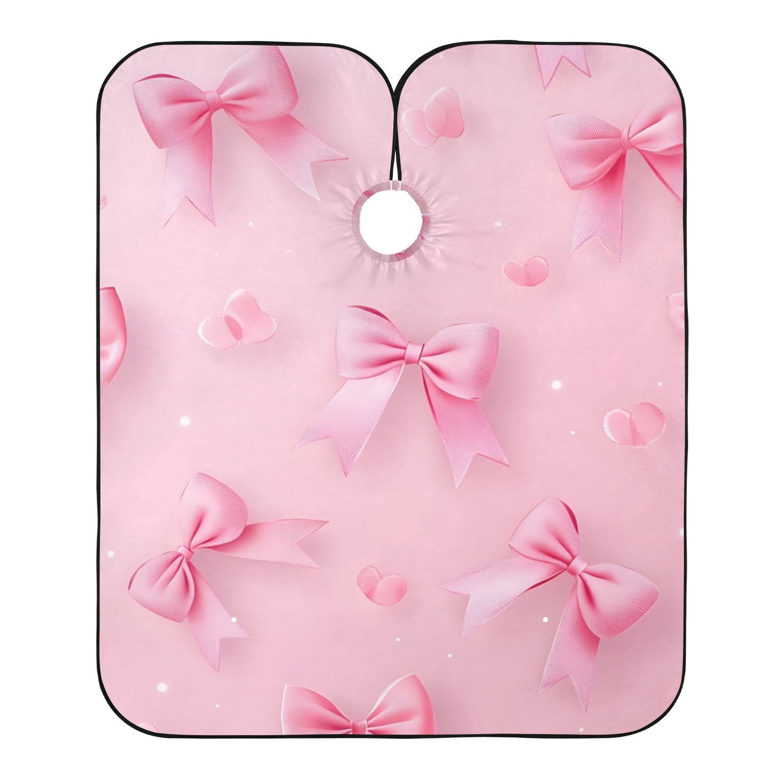 Hezely Pink Bow Hair Dye Cape, Barber Cape for Adults,Waterproof Salon Cape,Waterproof Hairdressing Styling Hair Cutting, 65