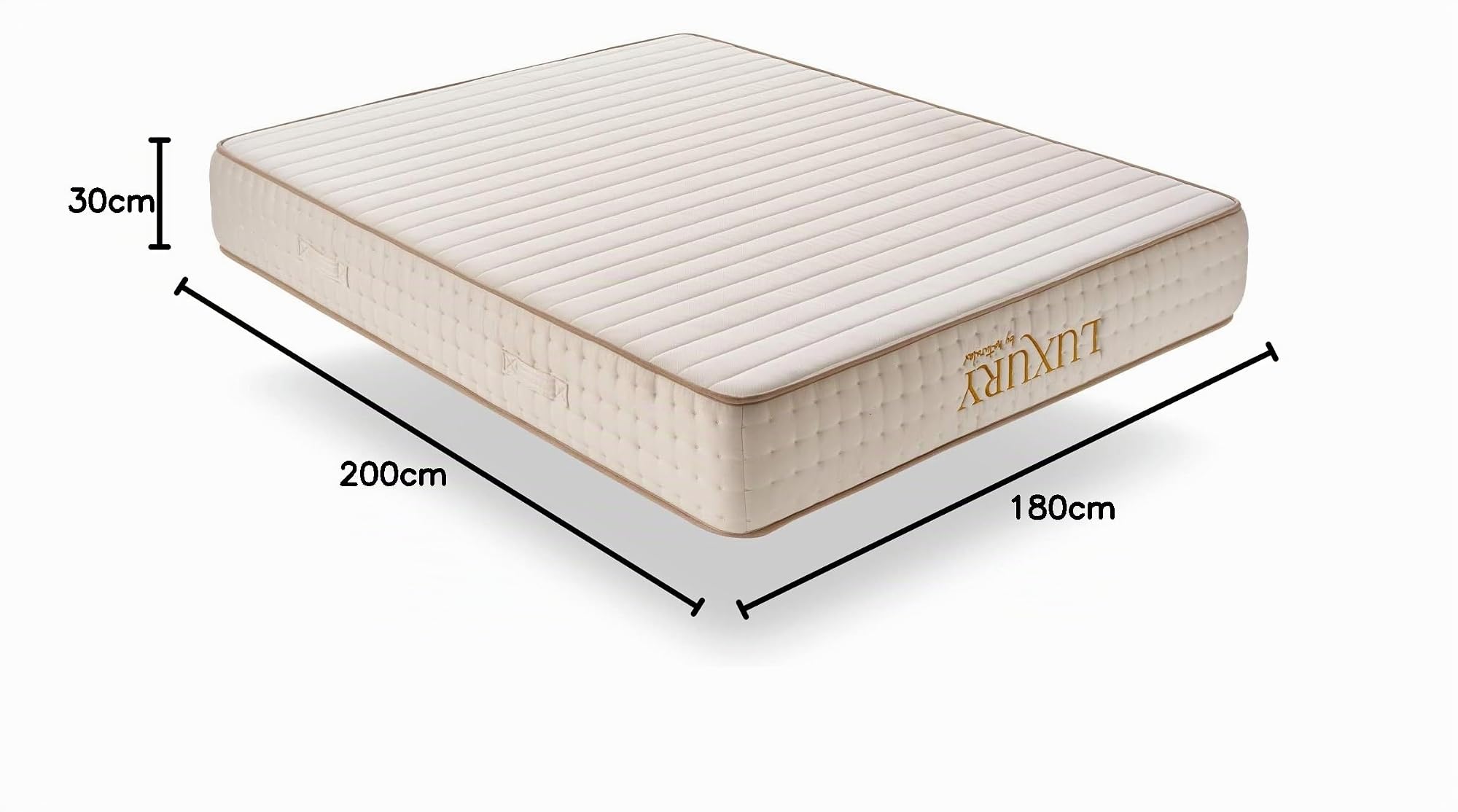 Naturalex - Luxury - Colchón 180x200 cm Viscoelástico - 30 cm | Exquisito Tejido Damasco Extra Suave Transpirable - 7 Zonas Descanso Muscular