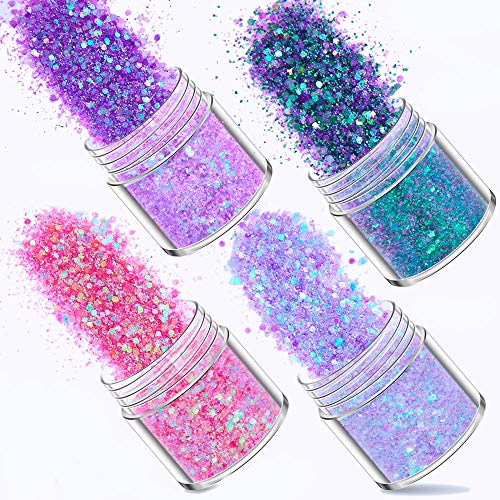 YUEMING 12 Stuks Face Glitter Chunky Glitters, Nagel Pailletten, Sequin Pailletten Poeder Glanzende, Iriserende Vlokken… - Image 6