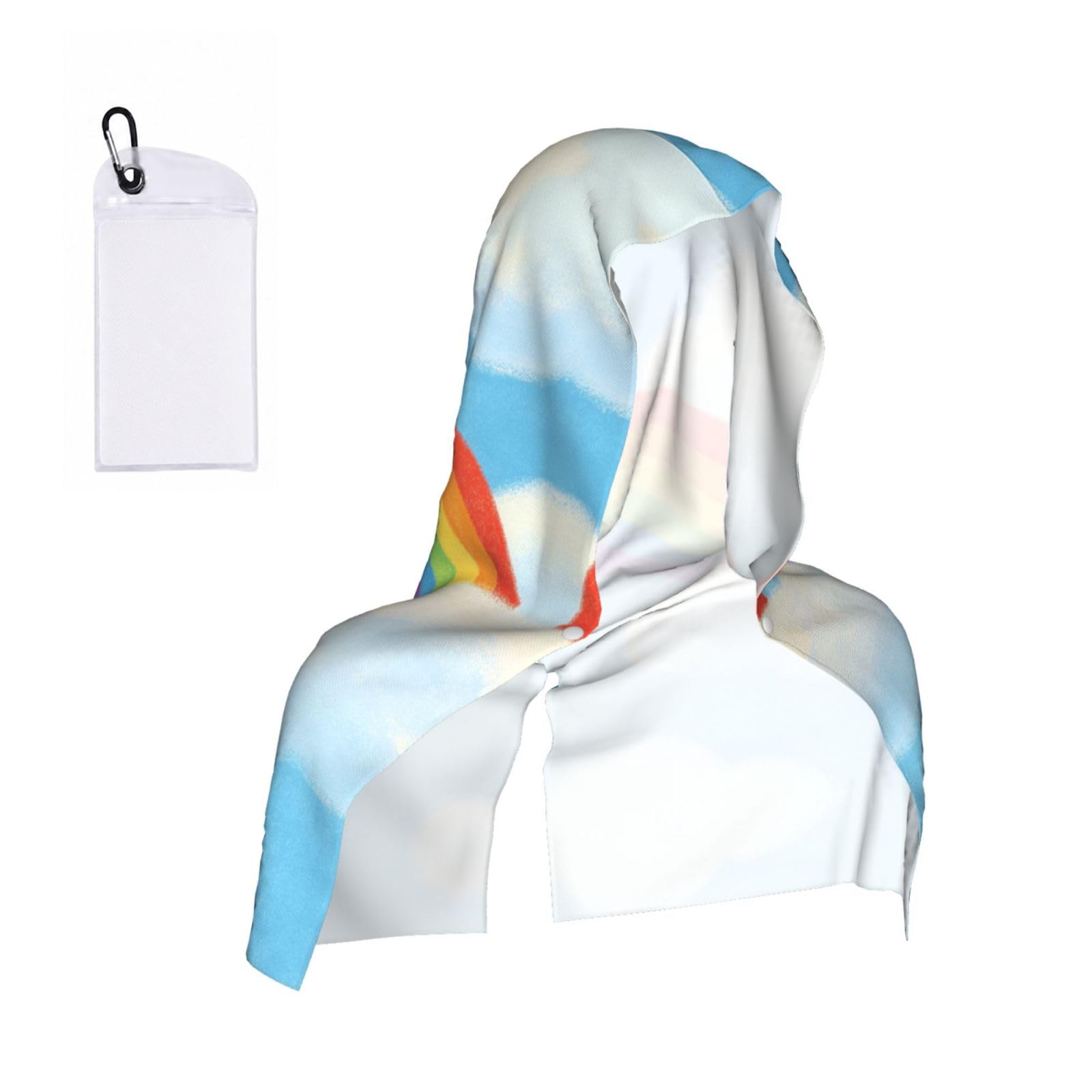 CNTDBU Rainbow Color Art Cooling Towel Hooded-Instant Chill Neck Cover for Sports, UV Cooling Rag for Running Gym
