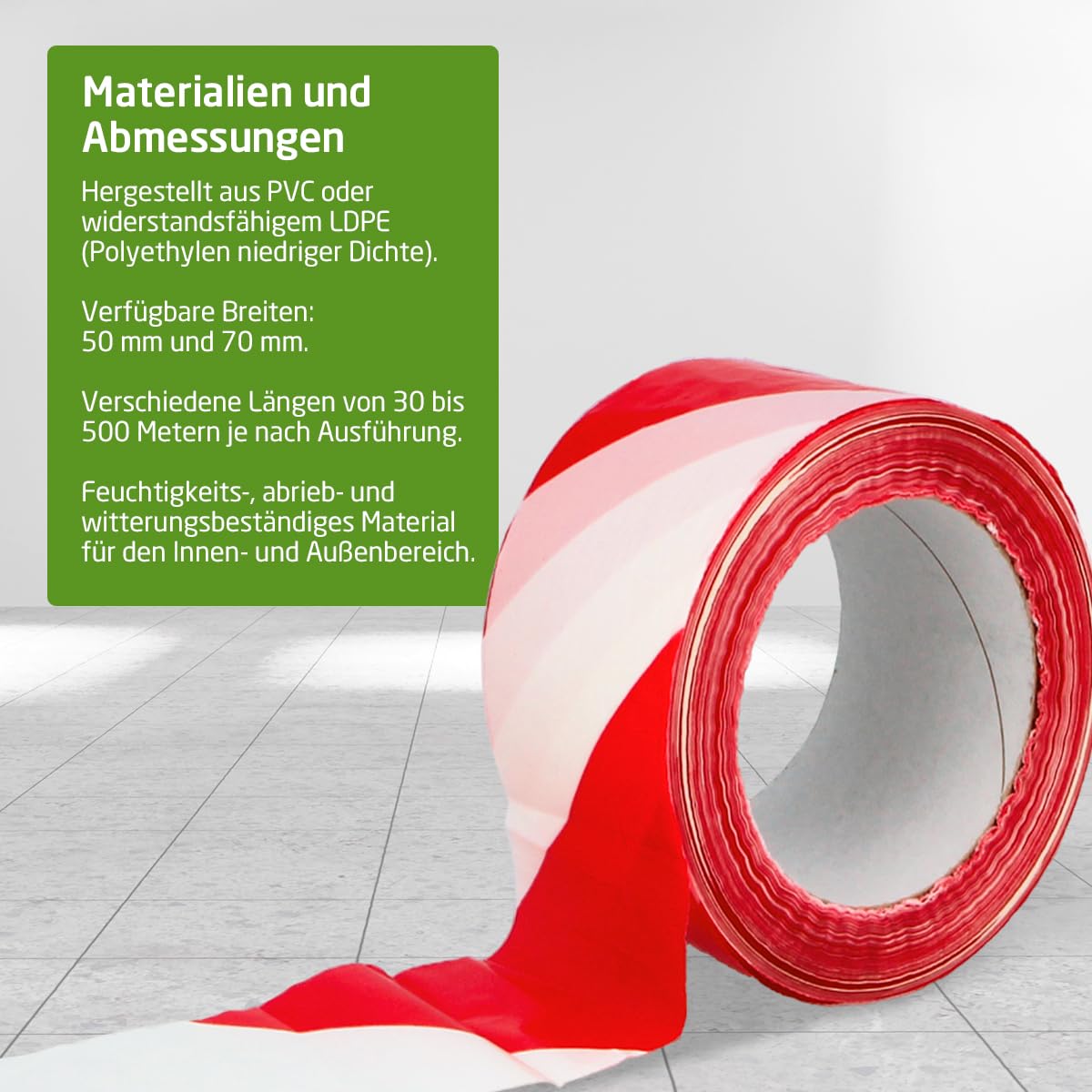Amig - 15er-Pack Absperrband Rot-Weiß aus LDPE - 500 m x 70 mm - Zur Gefahrenkennzeichnung und Warnmarkierung - Wasserfest und flexibel