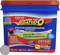 Dryko Tinta Emborrachada Vedatudo Platina 4kg Cinza Impermeabilizante, Emborrachada
