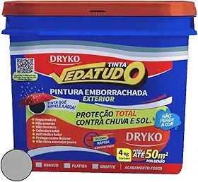 Dryko Tinta Emborrachada Vedatudo Platina 4kg Cinza Impermeabilizante, Emborrachada