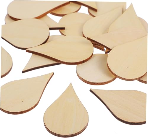 EXCEART Adorno de gota de agua de 1.969 in, piezas de madera para manualidades, 20 piezas para decoración de bricolaje, accesorios de fotos