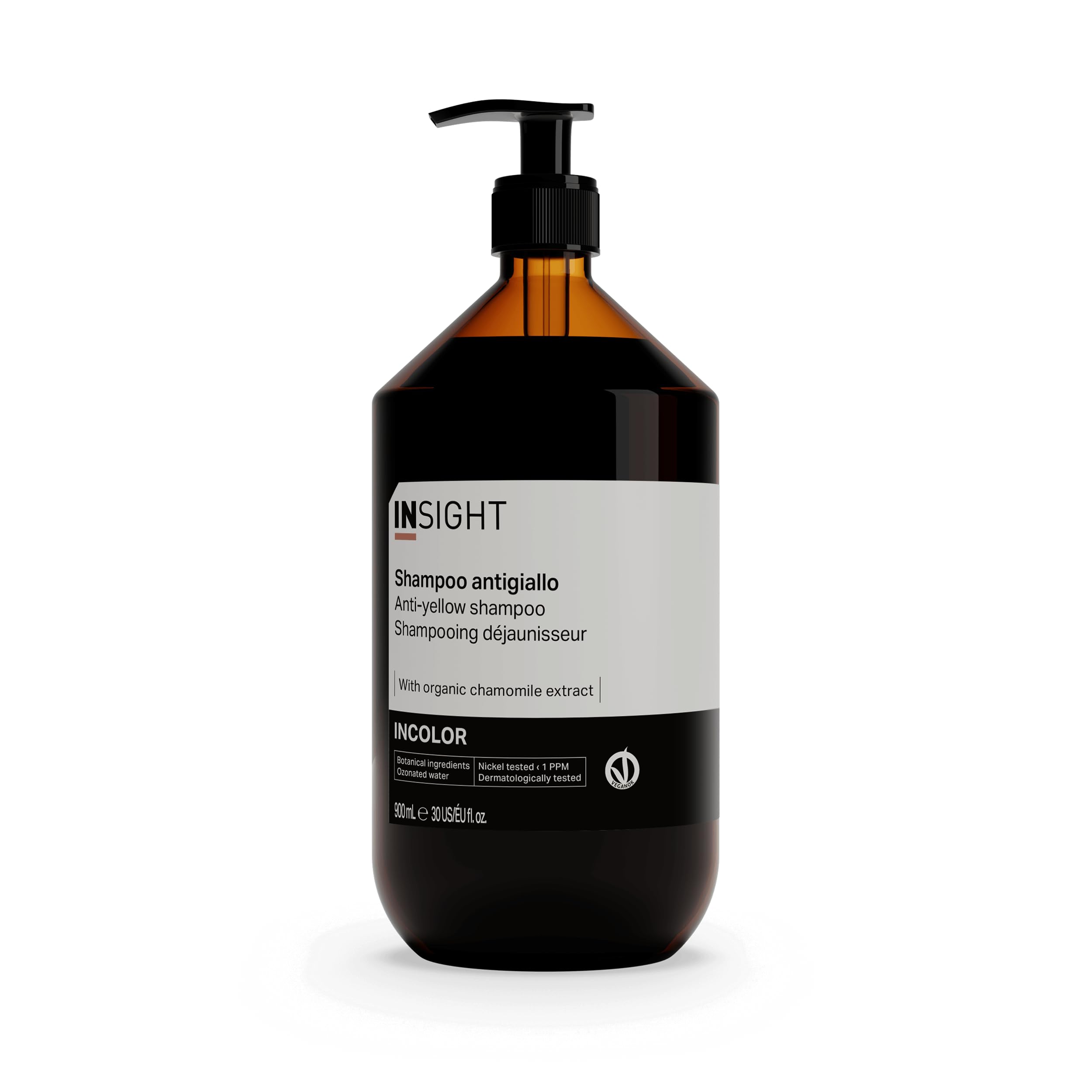 Insight Shampooing antijaune 900 ml | spécialement dédié au maintien de la couleur dans les cheveux blancs, gris ou blonds | emballage en verre