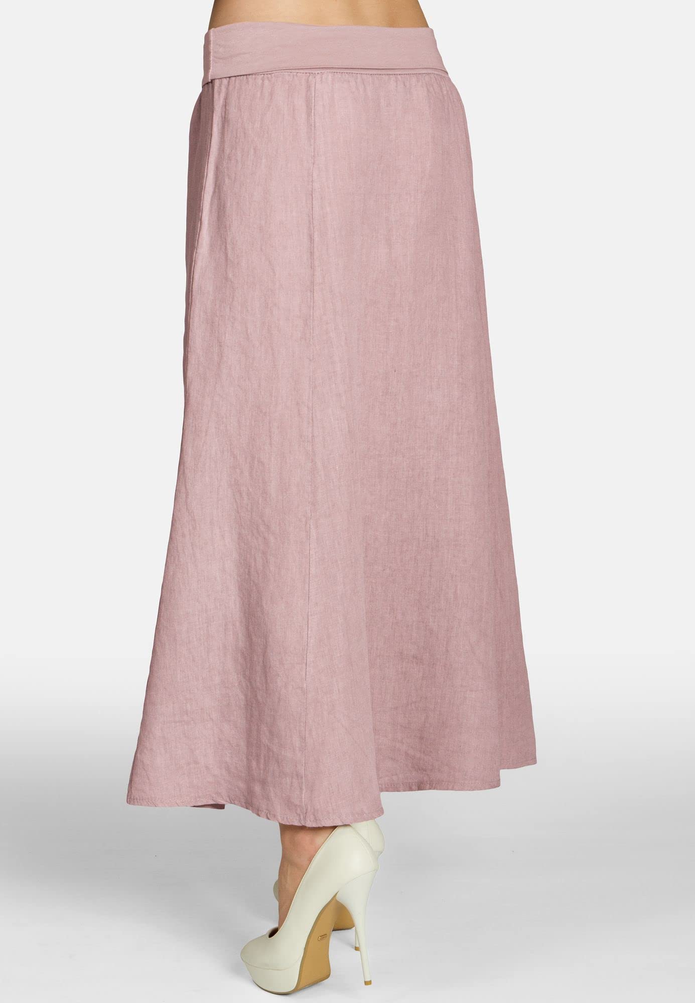 Caspar RO019 Damen Langer Maxi Sommer Leinenrock