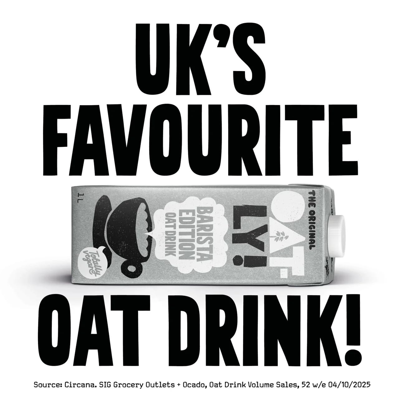 Oatly - Oat Drink - Barista Edition - 6 packs - 1 liter per pack - Liquid Oats - Fully foamable - Plant-based - Sustainable - Rich in unsaturated fats