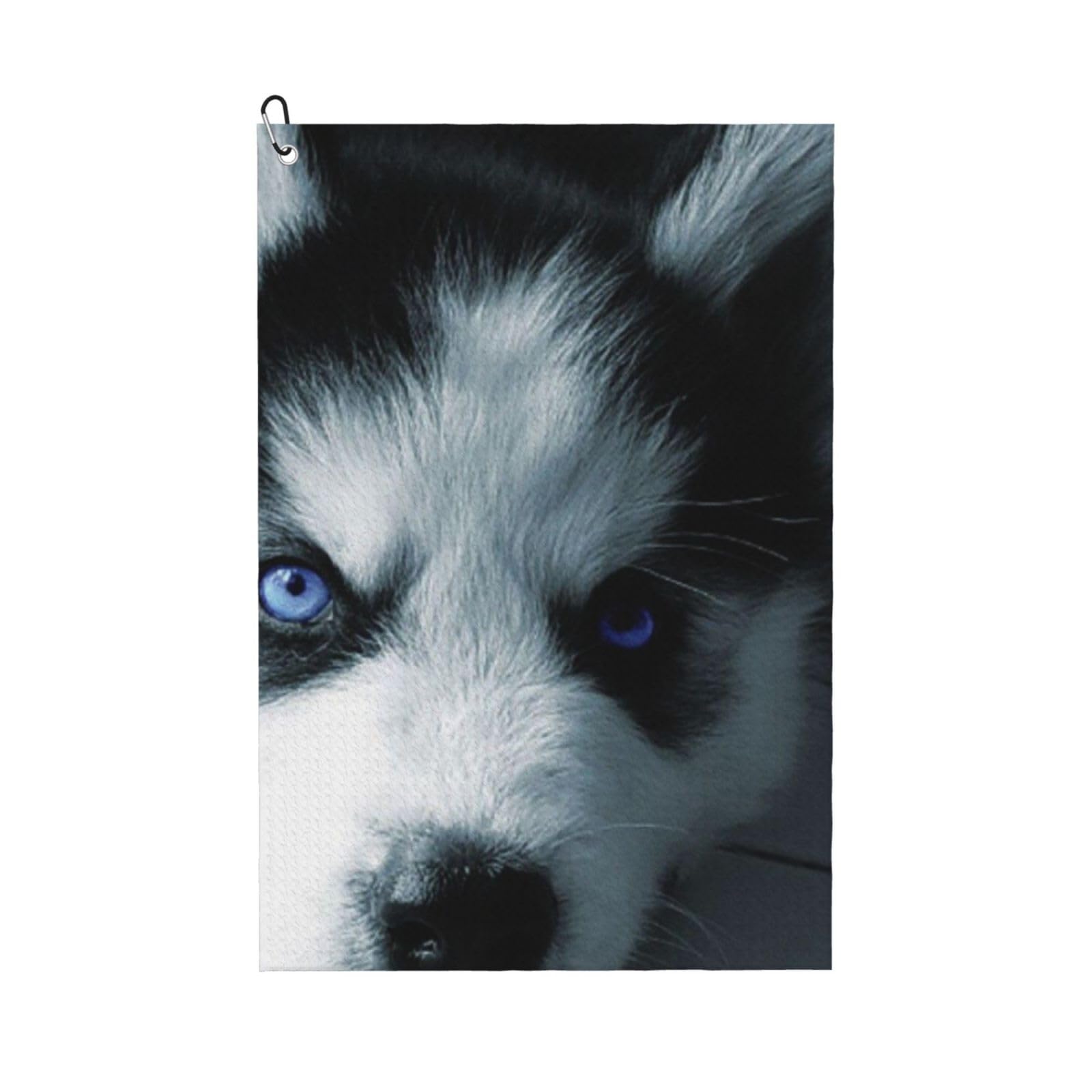 Hnnkloy Puppy Husky, 16x24 in Portable Waffle Golf Towels with Carabiner Clip for Golf Bag