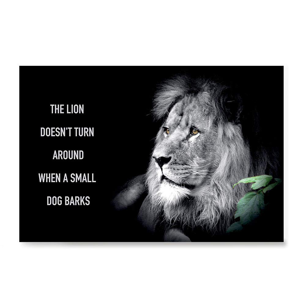 Ezposterprints - Most Popular Lion Theme Quote Posters - Power Strength Brave Beast Motivational Quotes Poster Printing - Wall Art Print for Home Office - Turn-Around - 36X24 Inches