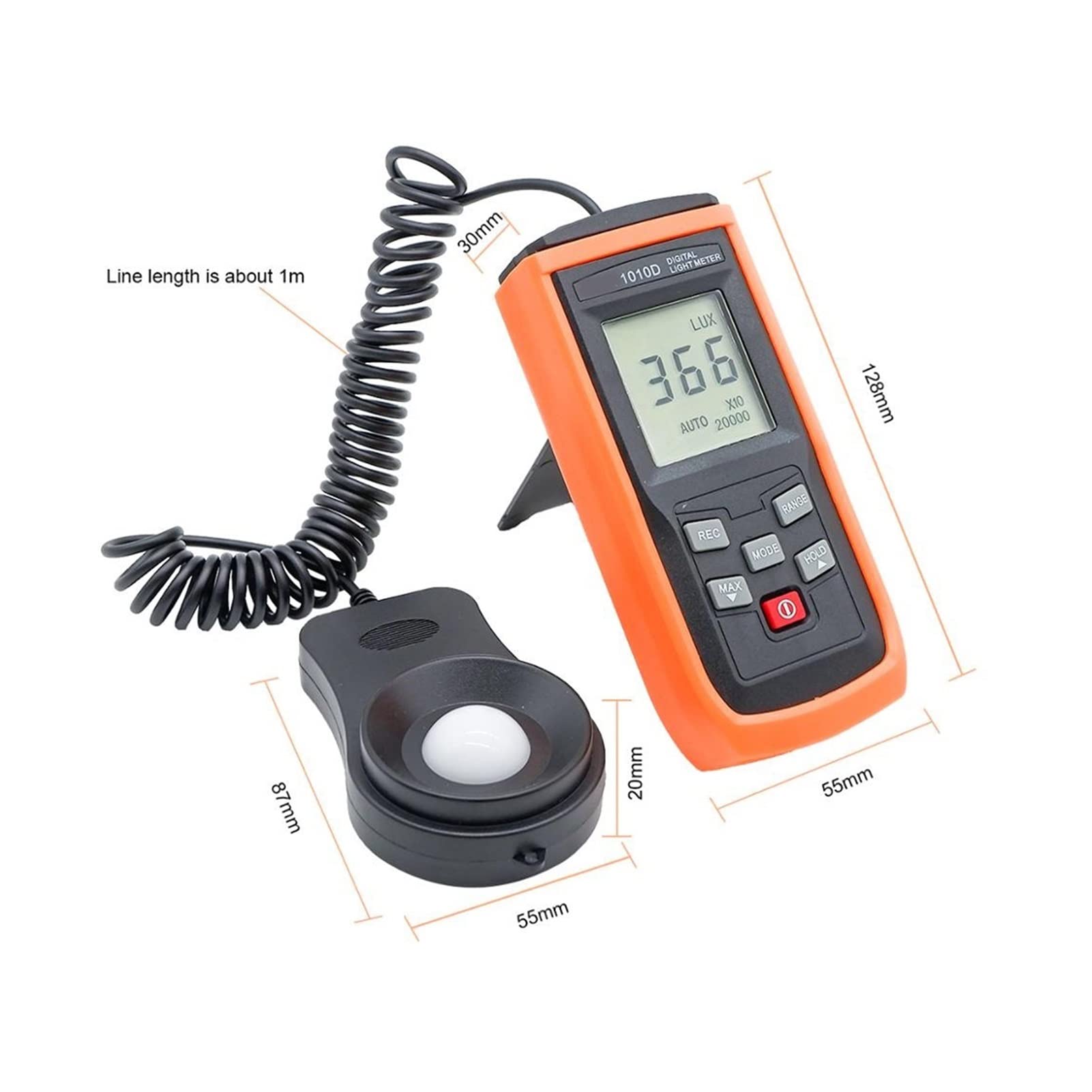 Luxómetro Portátil, Medidor de luz digital de mano LCD Medidor de luz fotográfico 0-200000 Lux Tester de iluminancia de medidor de luz, medidor de luz Iluminador digital Medidor de temperatura ambient