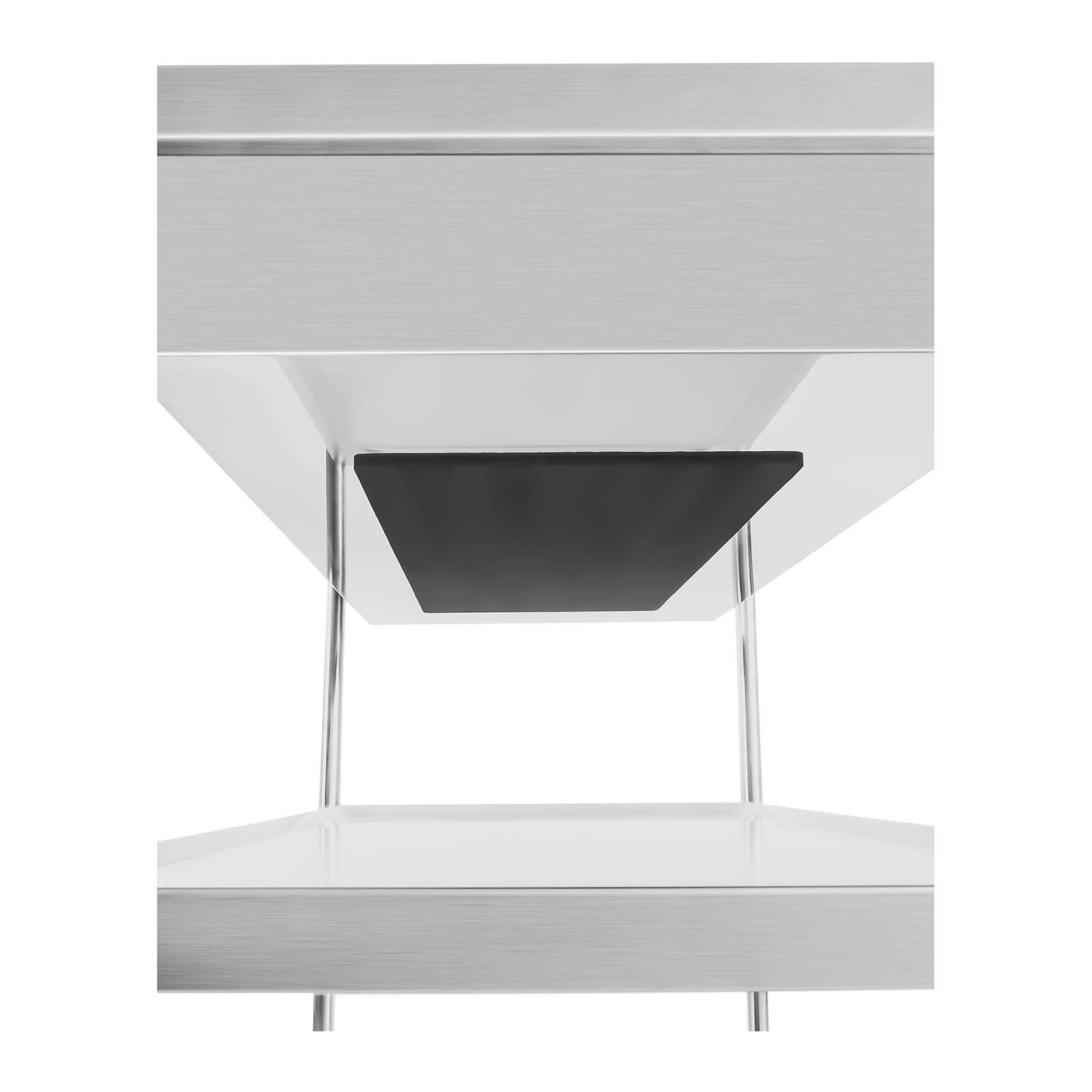 Royal Catering RCGW 1 Carro Cocina Carrito de Servicio con ruedas (2 estantes y 1 bandeja de recogida, Capacidad de Carga 150 kg, Distancia entre las Bandejas 27,5 cm) Acero Inox