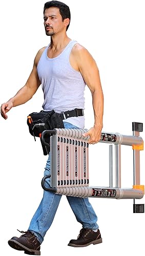 Telescoping Extension Ladder Telescoping Ladder Industrial Household Daily Telescopic Ladder with Roof Hooks 100 Aluminum Portable Extendable Ladder