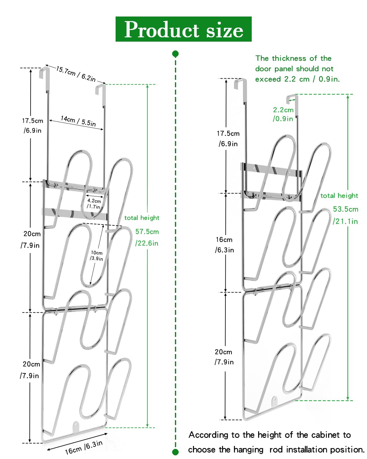 Organizador de tapa de olla de 4 niveles, organizador de tapa de puerta de armario, soporte de tapa de puerta para almacenamiento de tapas de cocina, acero inoxidable resistente y duradero, para