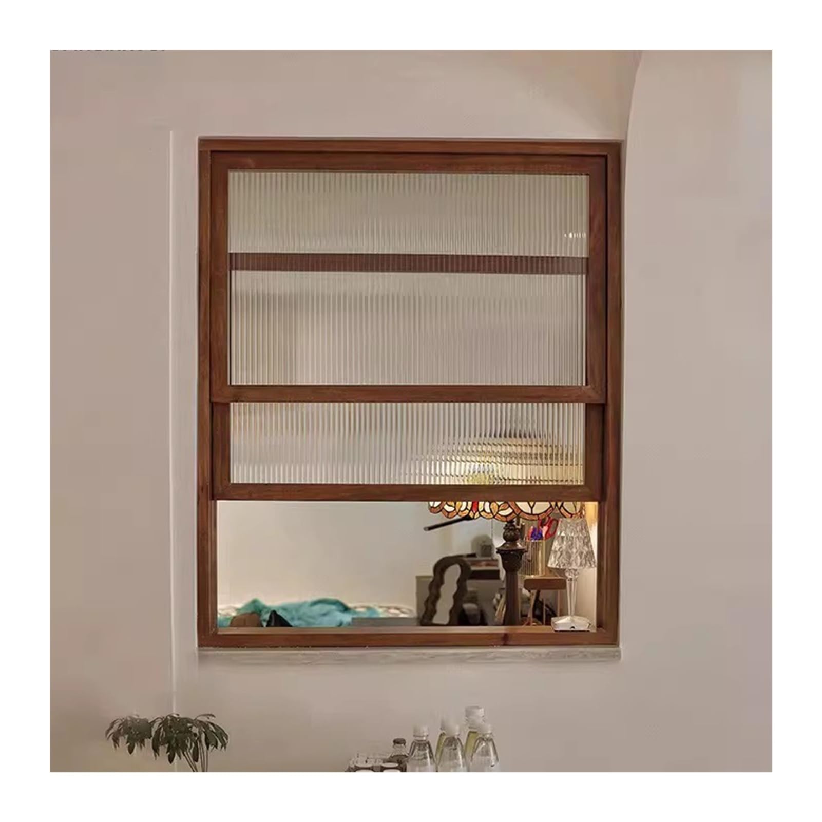 Puerta corredera de madera maciza con rejilla templada con montaje en F, ideal para tiendas y tiendas de conveniencia, exhibición de té con leche, 90 x 110 cm, solución duradera y elegante para