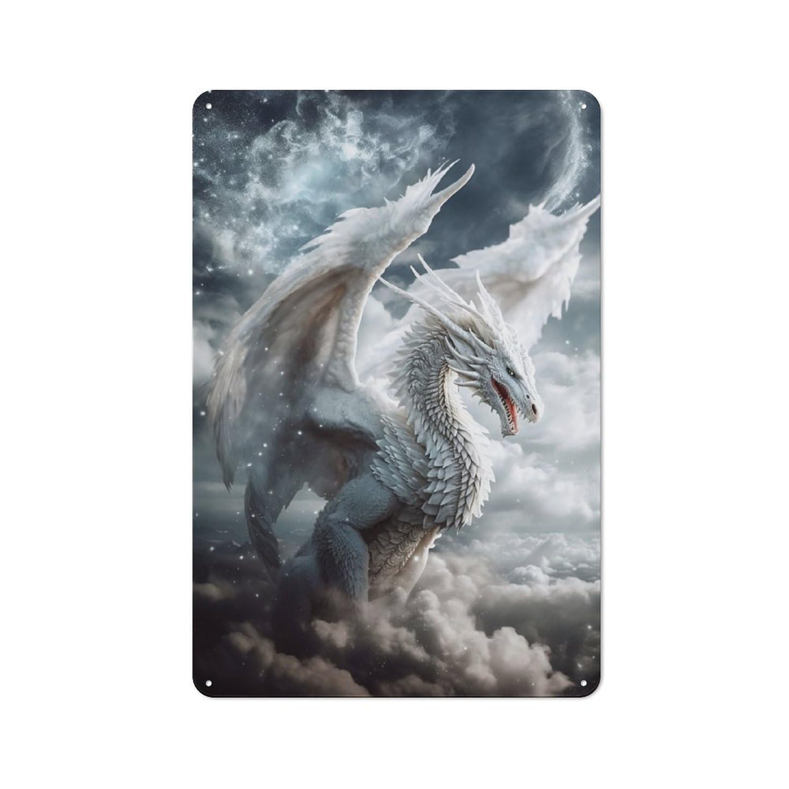 Junmoney Angel Dragon In The Clouds Character Decorative Tin Plaque 30X20cm Featuring Home Wall Decor For Flat, Dorm Room, Lounge Or Cafe