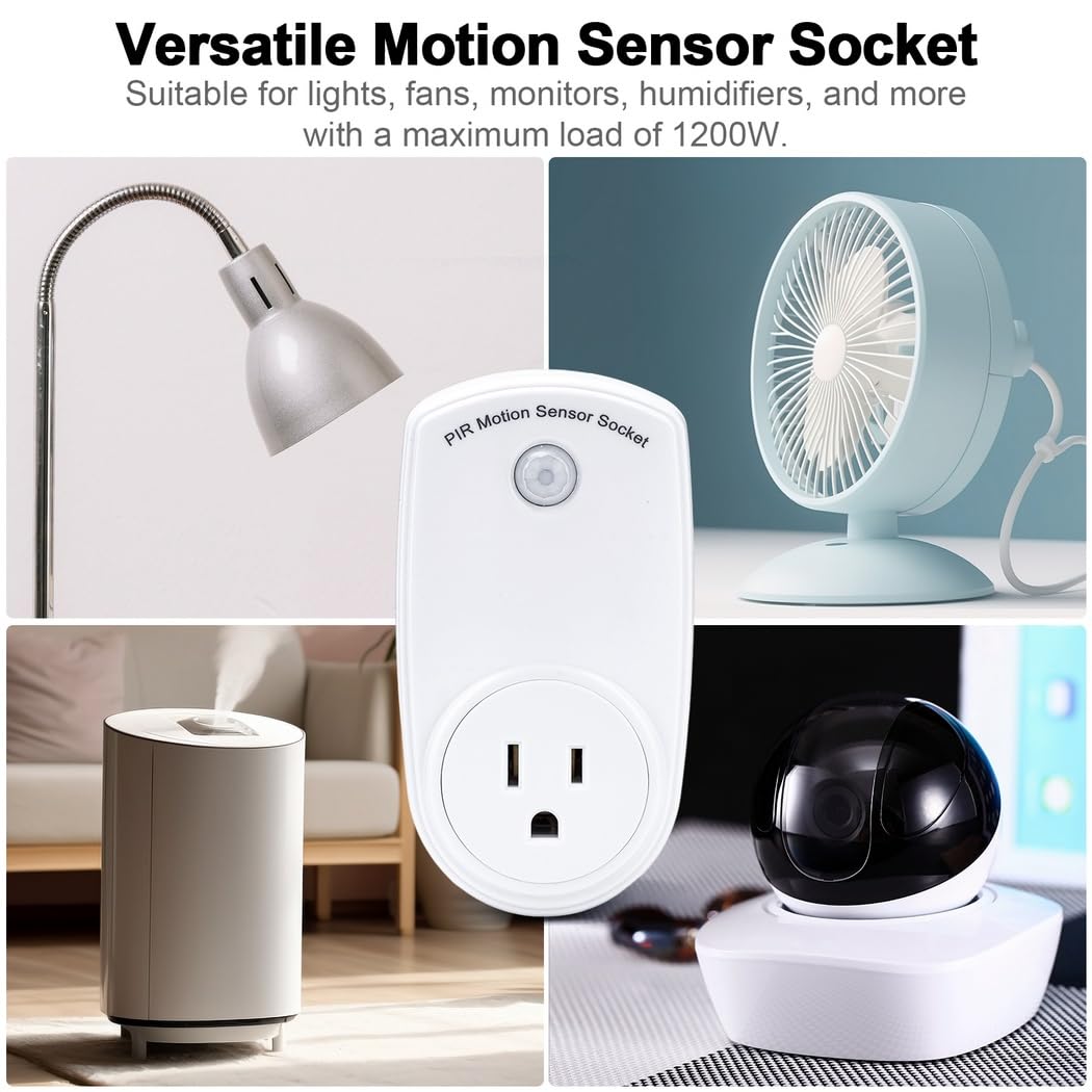 4 Pcs Electrical Outlet Plug Switch for Rooms Corridors Garages Pir Motion Sensor Light Plug in Outlet Indoor — view 4