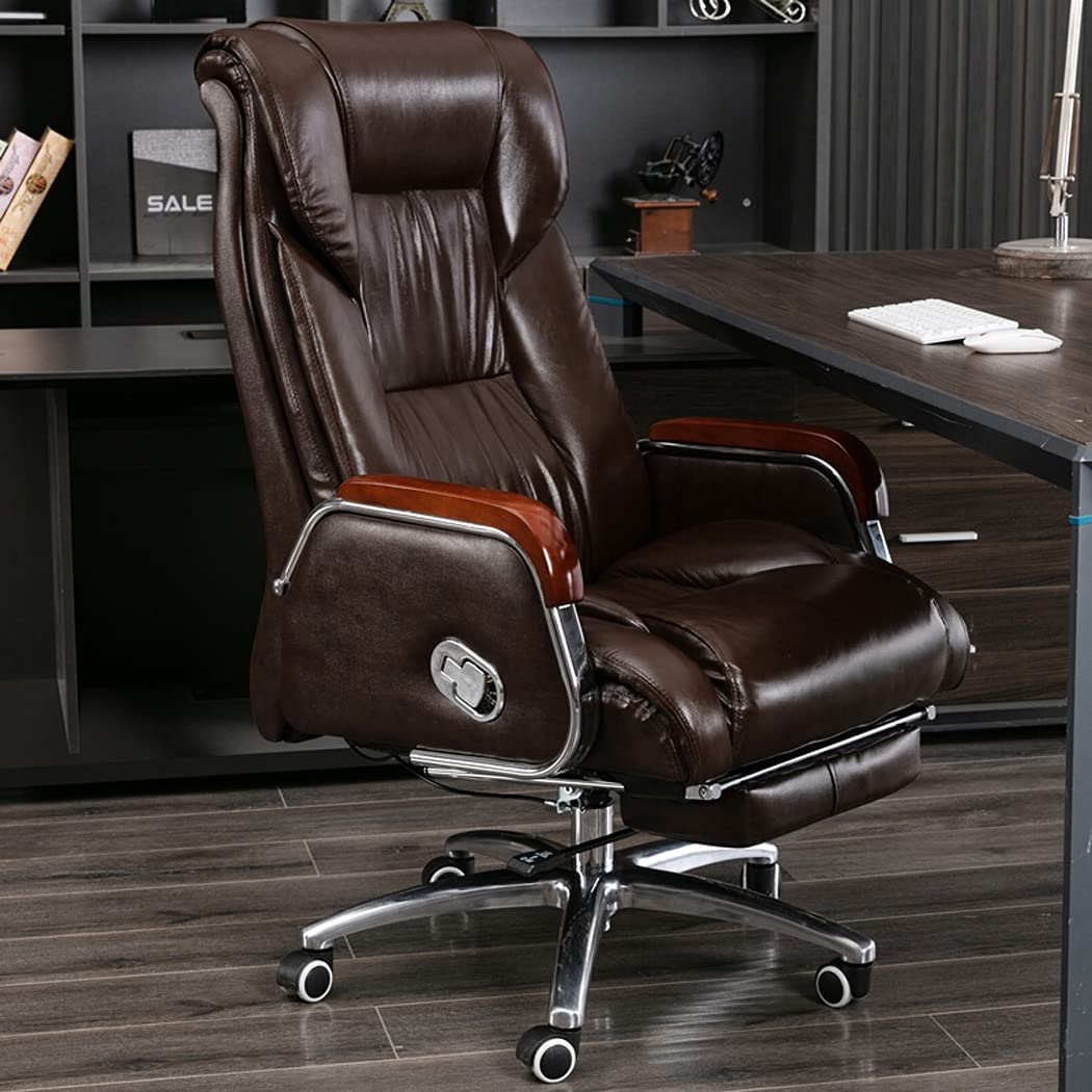Poltrona Direzionale Ergonomica Commerciale In Pelle Rigenerata Con Schienale Alto,Sedia Ergonomica Per Computer Con Schienale Alto Comfort Per Tutto Il Giorno Supporto Lombare Ergonomico,Sedia Da