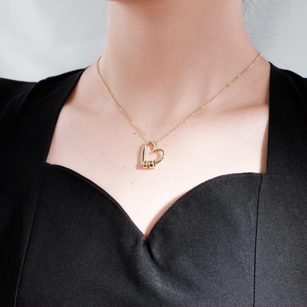 Personalized 1-5 Beads Necklace for Women, Custom Family Names Heart Necklace, Mothers Jewelry Gifts for Her Mom Mother