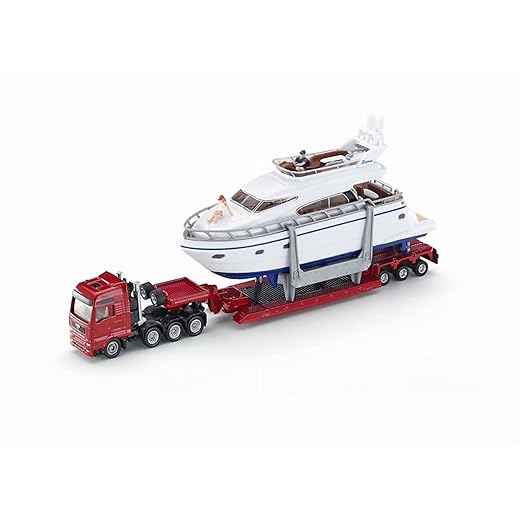 siku 1849, Transporteur de poids lourds avec yacht, 1:87, Métal/Plastique, Multicolore, Pneus caoutchouc