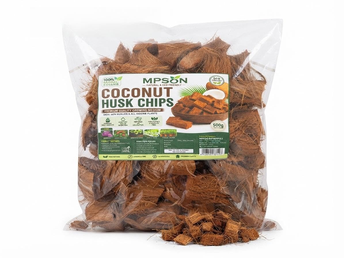 Mpson Coconut Husk Chips 500g | Natural Coco Husk Chunks for Orchids, Indoor Plants, Mulch, Potting Mix & Gardening Growing Medium-image-45