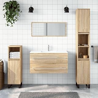 SKM 833881 - Armario de baño con espejo (madera de roble, 26 kg), color marrón