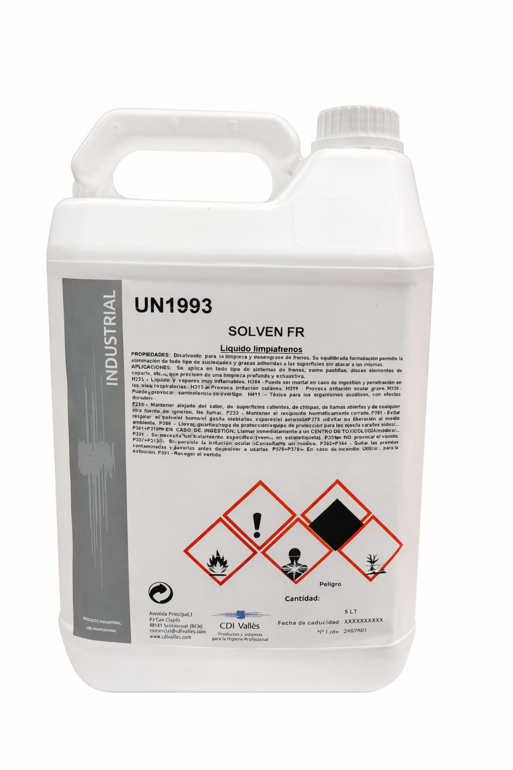 SOLVEN FR Limpiador de Frenos Profesional 5L – Desengrasante Industrial para Pastillas y Discos – Secado Rápido sin Residuos – Uso Automoción y Taller