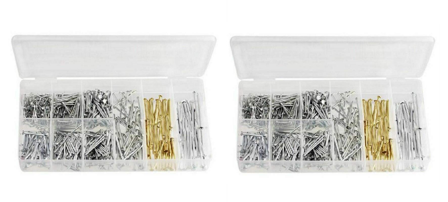 2 pack 550pc 9 Sizes Common Household Nail Assortment Panel Masonry Hang Pictures, Jikkolumlukka