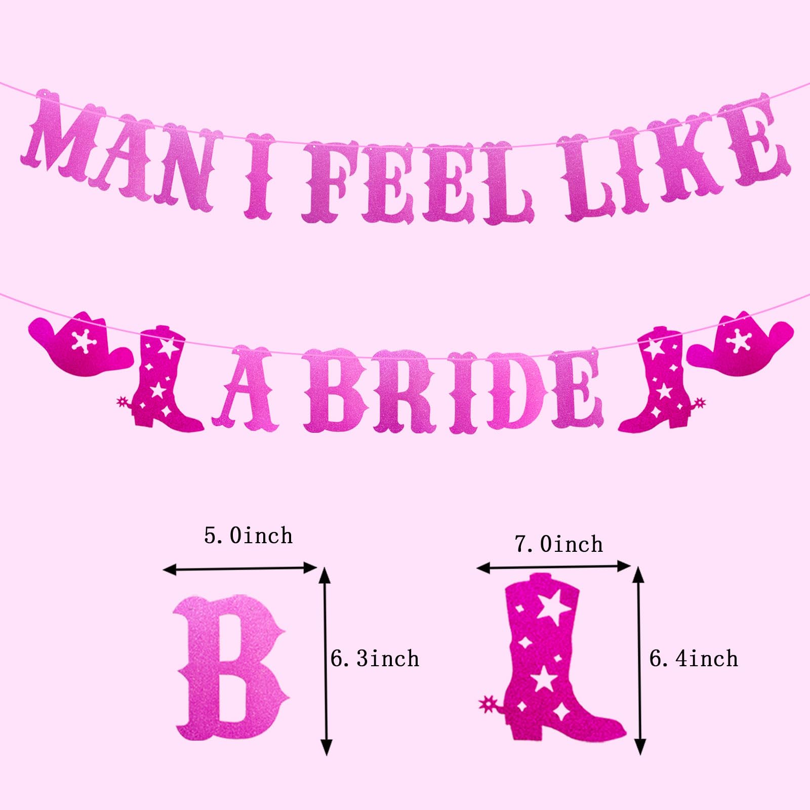 Man I Feel Like a Bride Banner, Western Cowgirl Bachelorette Party Garland Last Rodeo Hoedown for Nash Bash Nashville Bachelorette Party Decorations Supplies - Image 2