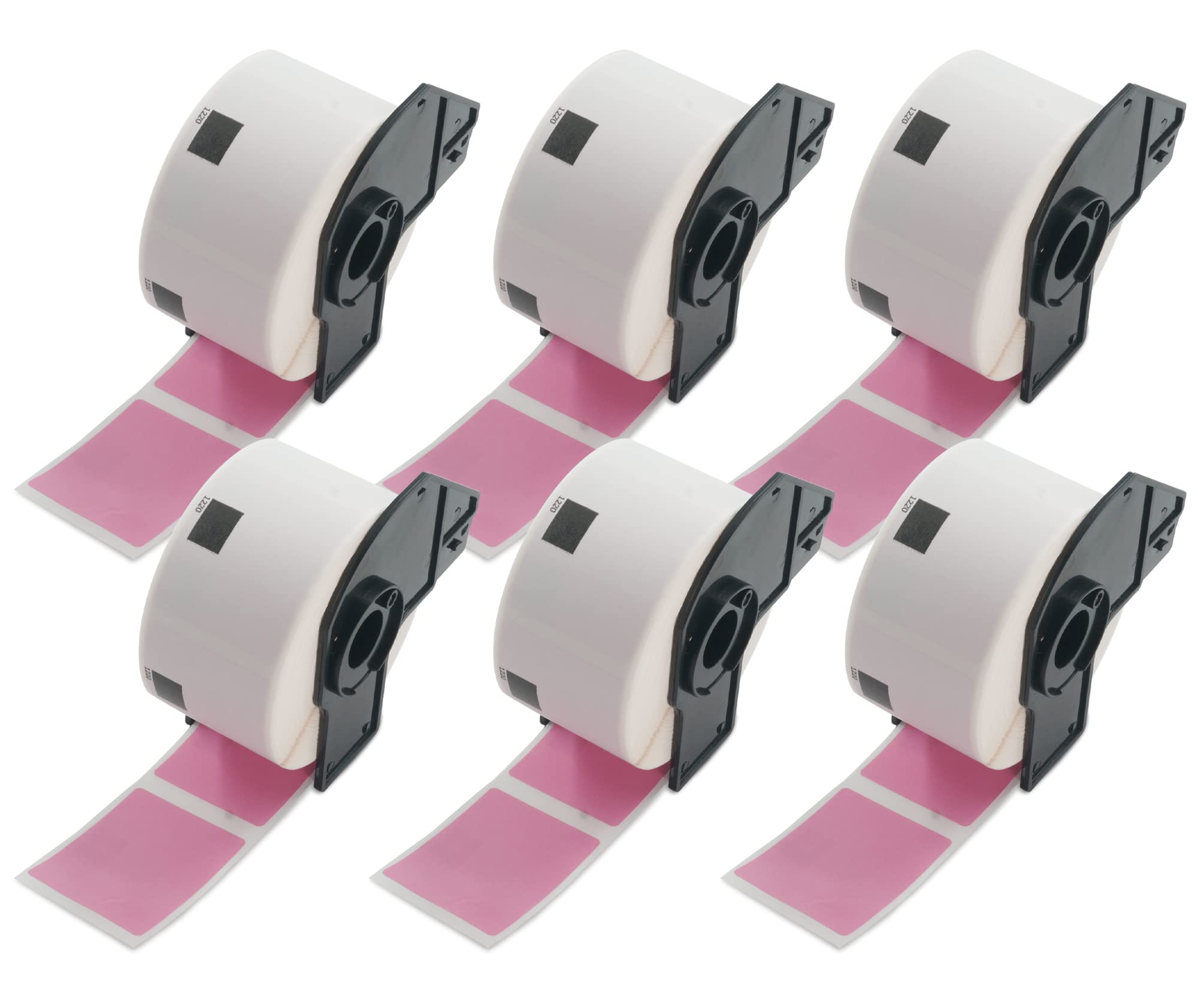 BETCKEY - 6 Rolls DK-11220 Colored Labels, 39mm x 48mm, Black on Pink, 3720 White Food Labels Using for QL Label Printers
