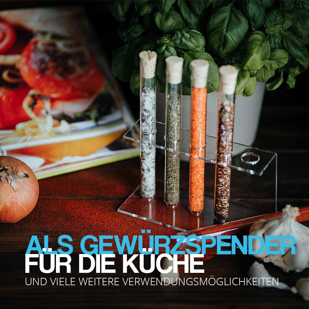 Tuuters 100 Stück Reagenzgläser aus Glas, Reagenzgläschen (200 x Ø20mm) | Rundboden Reagenzglas, glatter Rand, transparente Eprovetten, Made in Germany, als schmale Vase für Blumen und Pflanzen