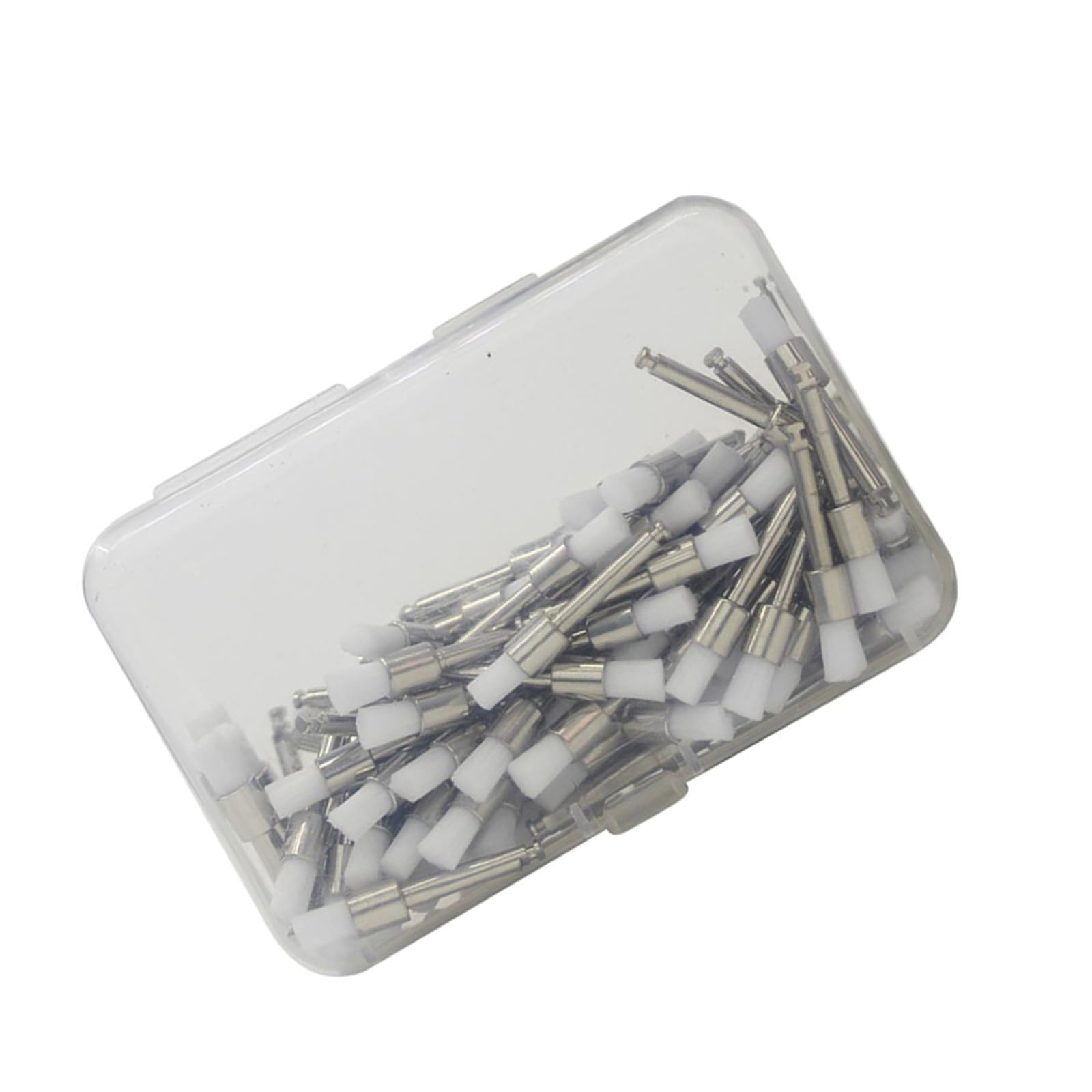 100Pcs Teeth Brush Polishers Ergonomic Metal Handle and Dense Nylon Bristles Polishing Brush for Teeth Cleaning Polishing Head