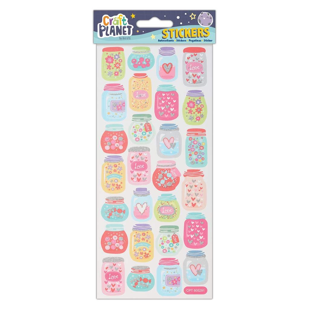 Craft Planet Assorted Fun Stickers - Heart Jars