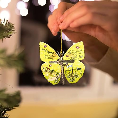 Miniatura 1 de Muised Adornos de Jesús adornos de mariposas mariposas cristianas cruzadas adornos de árbol de Navidad adornos grandes para árbol de Navidad