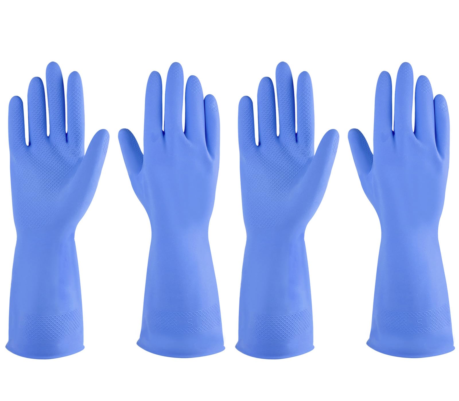 Lot de 2 paires de gants en caoutchouc réutilisables pour la cuisine - Taille M - Bleu