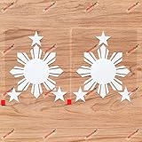 Eight-Ray Sun Stars Philippines Flag Filipino Vinyl Decal Sticker - 2 Pack White, 6 Inches - Die Cut No Background